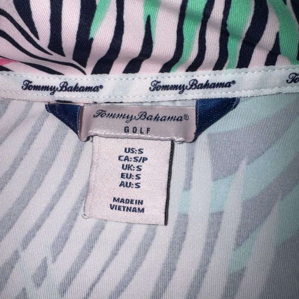 Tommy Bahama Colorful palm Leaf Print Long Sleeve golf Top spf 50 Sz Small - Picture 4 of 12